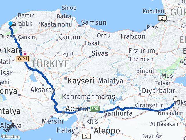 Zonguldak Devrek Şırnak Arası Kaç Km - Yol Haritası