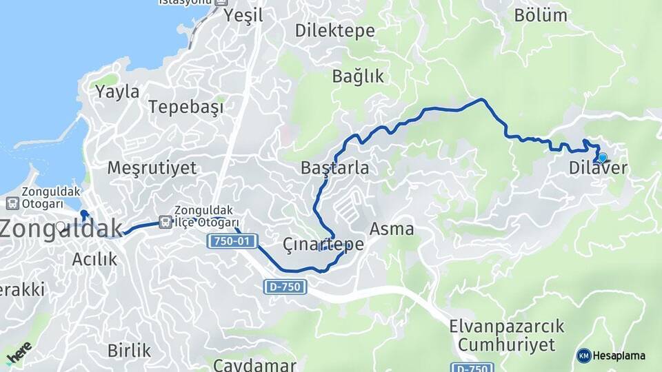 Dilaver Zonguldak Arası Kaç Km - Yol Tarifi