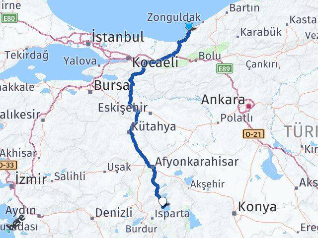 Zonguldak Ereğli Barla Eğirdir Isparta Arası Kaç Km - Yol Haritası