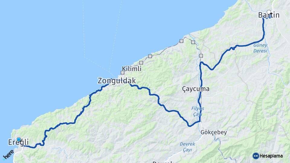 Zonguldak Ereğli Bartın Arası Kaç Km - Yol Haritası