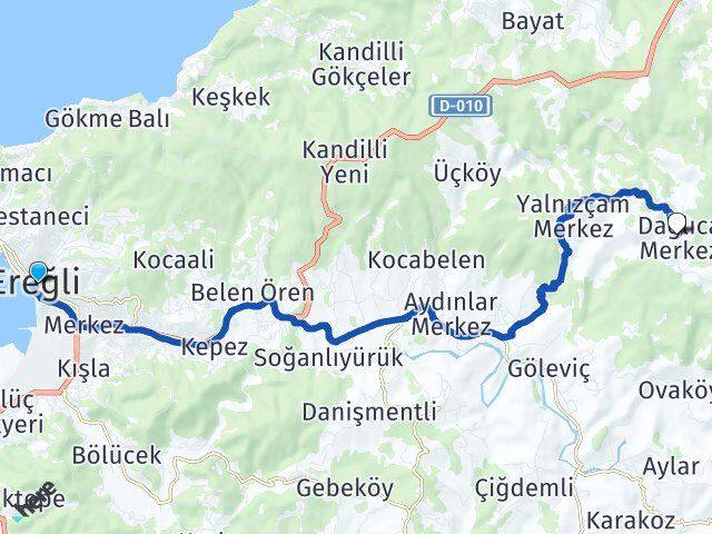 Zonguldak Ereğli Dağlıca Ereğli Arası Kaç Km - Yol Haritası