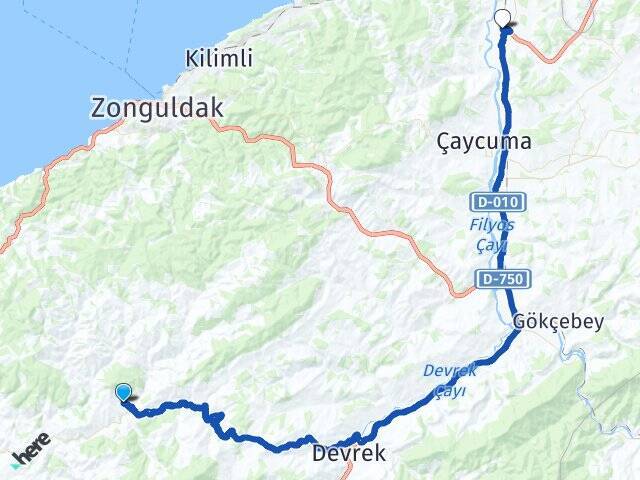 Düzpelit Zonguldak Çaycuma Havalimanı Arası Kaç Km - Yol Tarifi