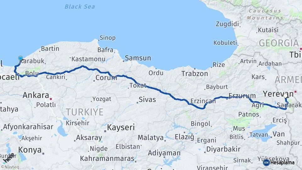 Zonguldak Ereğli Iğdır Arası Kaç Km - Yol Haritası