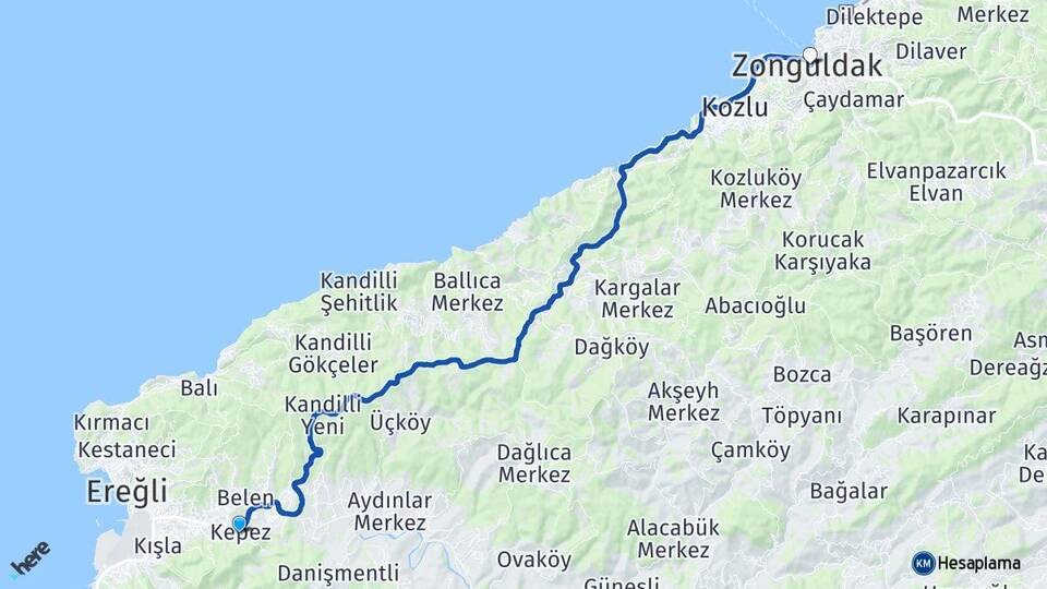 Kepez Zonguldak Arası Kaç Km - Yol Tarifi