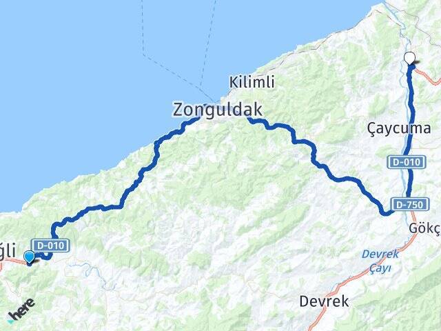 Kepez Zonguldak Çaycuma Havalimanı Arası Kaç Km - Yol Tarifi