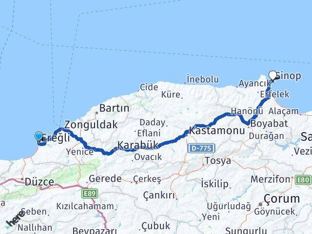 Kestaneci Sinop Arası Kaç Km - Yol Tarifi