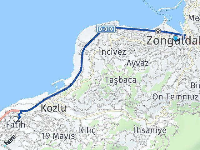 Zonguldak Fatih Kozlu Arası Kaç Km - Yol Haritası