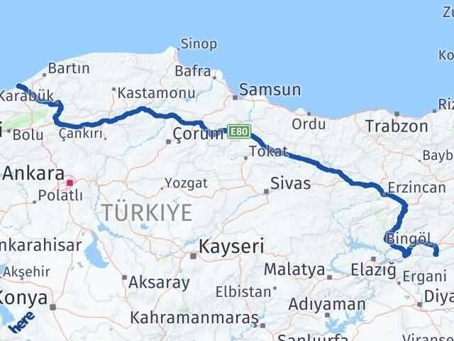 Zonguldak Genç Bingöl Arası Kaç Km - Yol Haritası