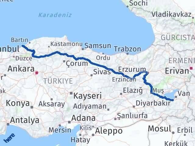 Zonguldak Gevaş Van Arası Kaç Km - Yol Haritası