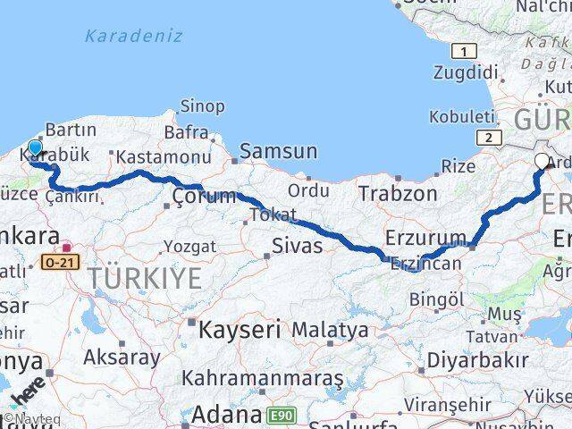 Aliusta Ardahan Arası Kaç Km - Yol Tarifi