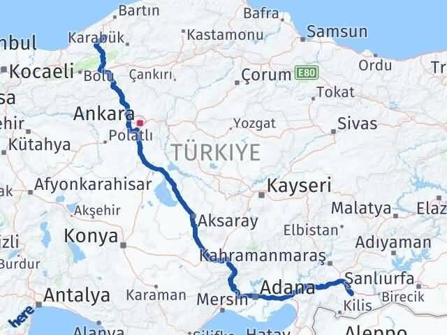 Zonguldak Gökçebey Gaziantep Arası Kaç Km - Yol Haritası