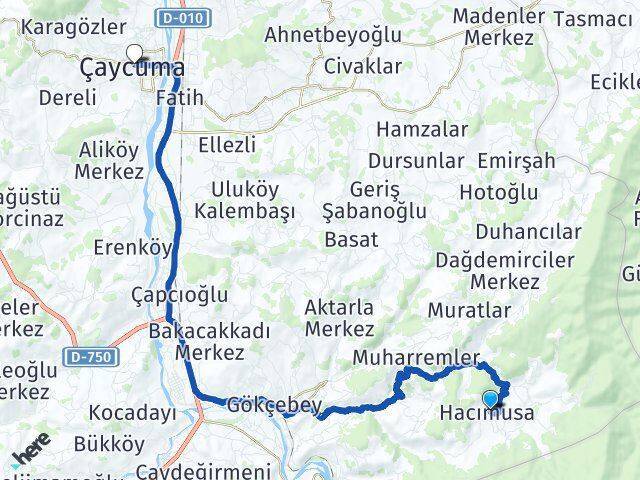 Hacımusa Çaycuma Arası Kaç Km - Yol Tarifi