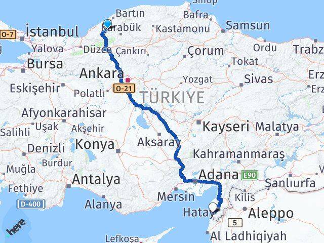 Zonguldak Gökçebey Samandağ Hatay Arası Kaç Km - Yol Haritası