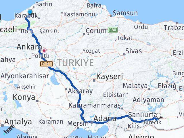 Zonguldak Gökçebey Şanlıurfa Arası Kaç Km - Yol Haritası