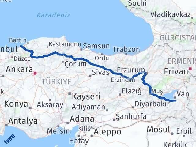 Zonguldak Gürpınar Van Arası Kaç Km - Yol Haritası