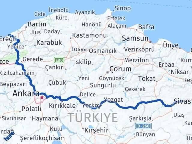 Zonguldak Hafik Sivas Arası Kaç Km - Yol Haritası