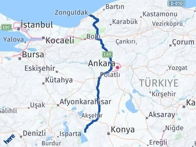 Zonguldak Hüyük Konya Arası Kaç Km - Yol Haritası