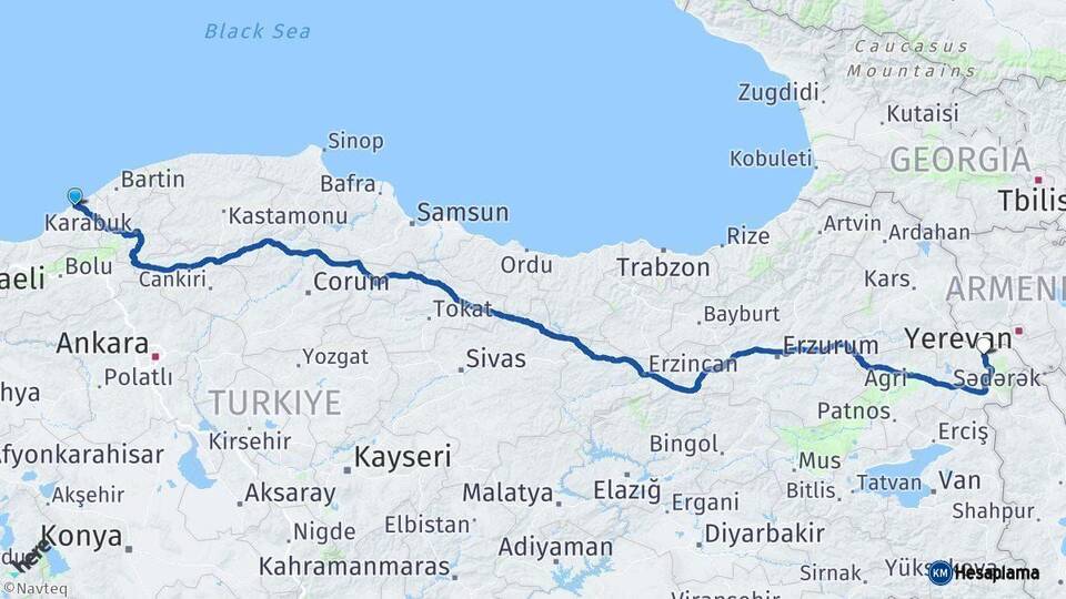 Zonguldak Iğdır Arası Kaç Km - Yol Haritası