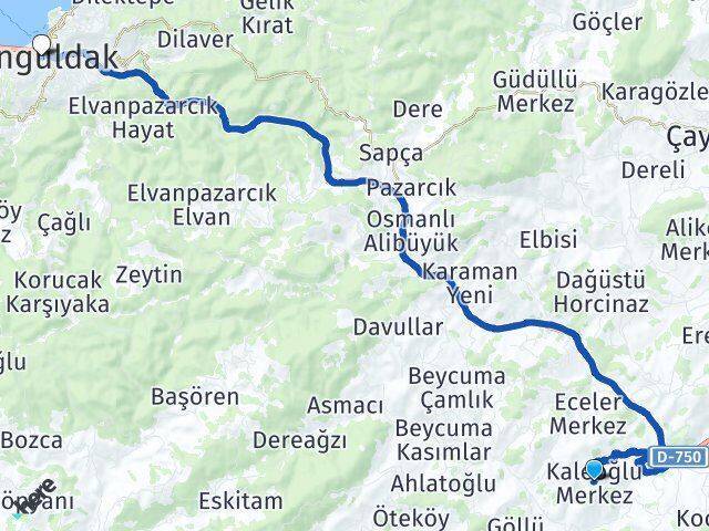 Kaleoğlu Zonguldak Arası Kaç Km - Yol Tarifi