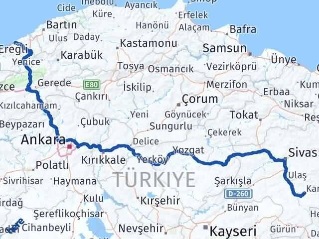 Zonguldak Kangal Sivas Arası Kaç Km - Yol Haritası