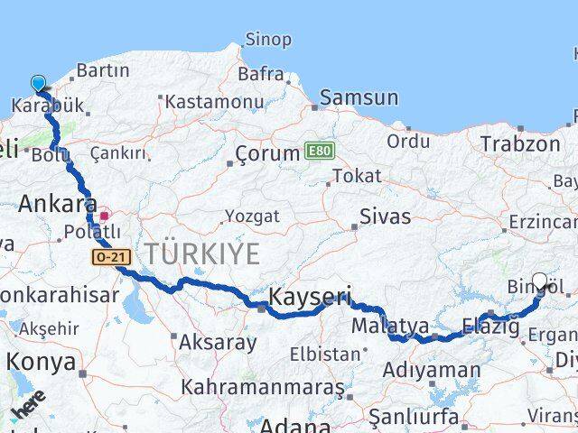 Zonguldak Karakoçan Elazığ Arası Kaç Km - Yol Haritası