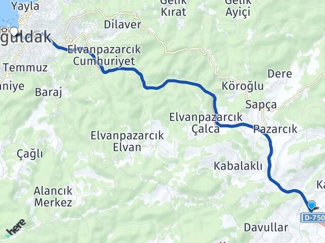 Karamanlar Zonguldak Arası Kaç Km - Yol Tarifi