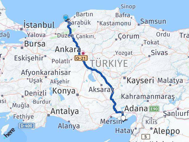 Zonguldak Karataş Adana Arası Kaç Km - Yol Haritası