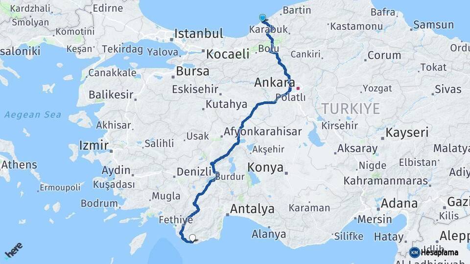 Zonguldak Kaş Antalya Arası Kaç Km - Yol Haritası