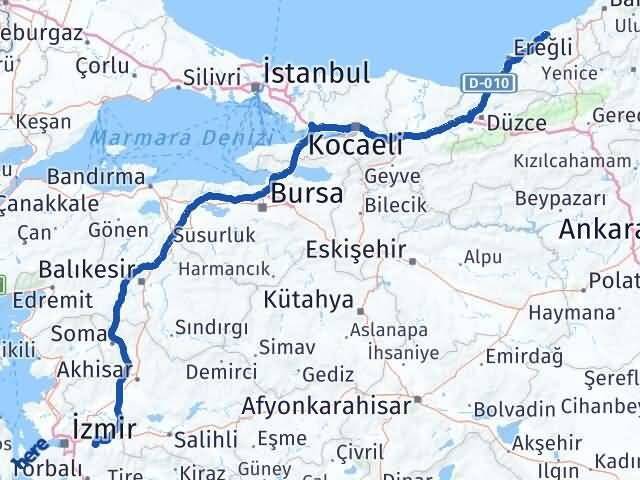 Zonguldak Kemalpaşa İzmir Arası Kaç Km - Yol Haritası
