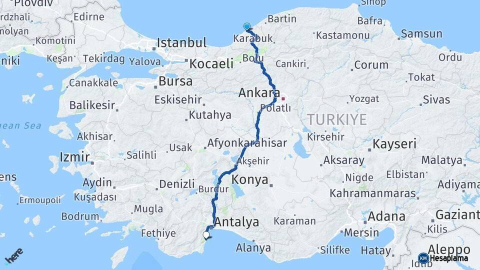 Zonguldak Kemer Antalya Arası Kaç Km - Yol Haritası