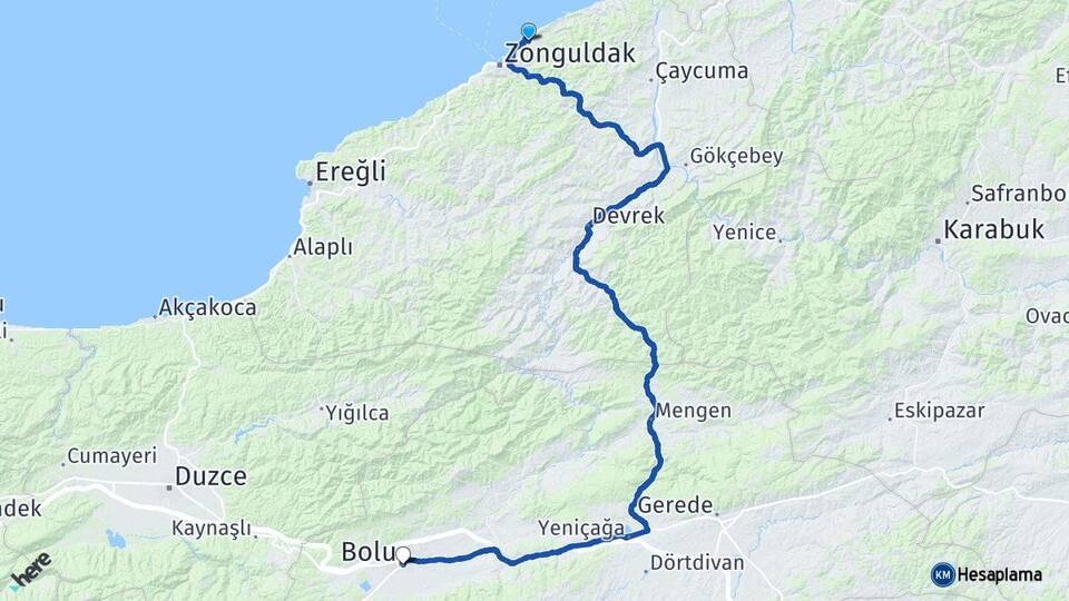 Zonguldak Kilimli Bolu Arası Kaç Km - Yol Haritası