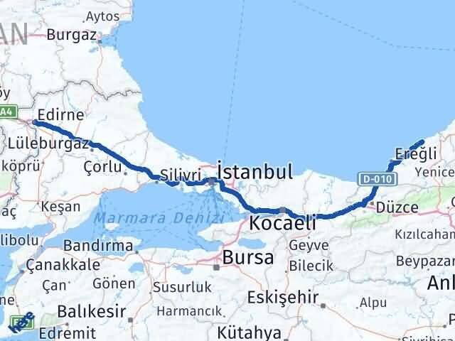 Zonguldak Kilimli Edirne Arası Kaç Km - Yol Haritası