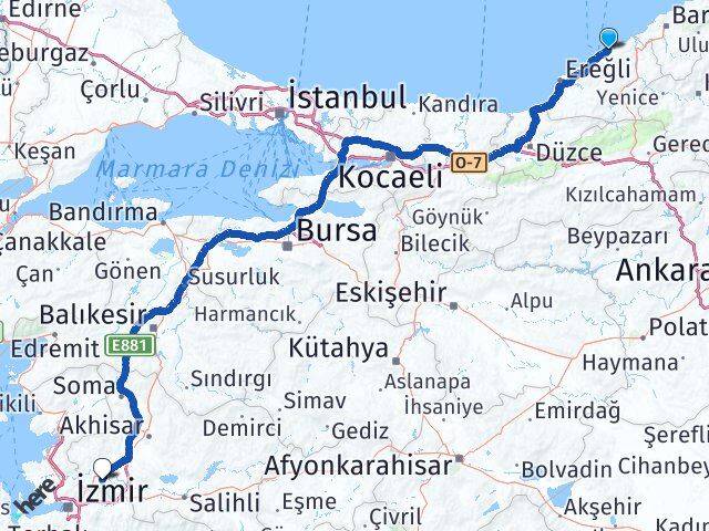 Zonguldak Kilimli Manisa Arası Kaç Km - Yol Haritası