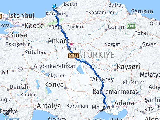 Zonguldak Kilimli Mersin Arası Kaç Km - Yol Haritası