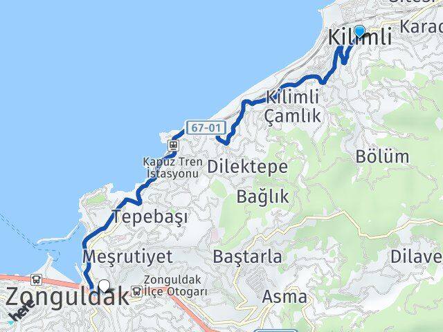 Zonguldak Kilimli Mithatpaşa Arası Kaç Km - Yol Haritası