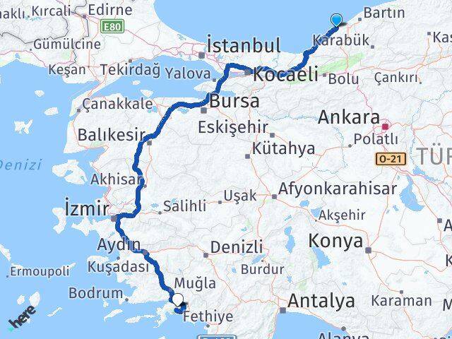 Zonguldak Kilimli Muğla Arası Kaç Km - Yol Haritası