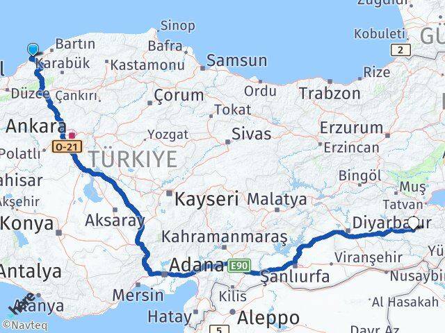 Zonguldak Kilimli Siirt Arası Kaç Km - Yol Haritası