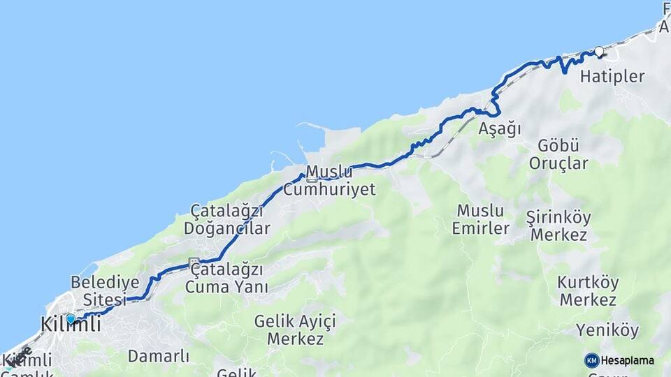 Zonguldak Kilimli Türkali Kilimli Arası Kaç Km - Yol Haritası