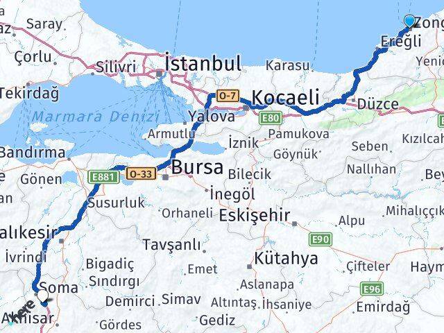 Zonguldak Kırkağaç Manisa Arası Kaç Km - Yol Haritası