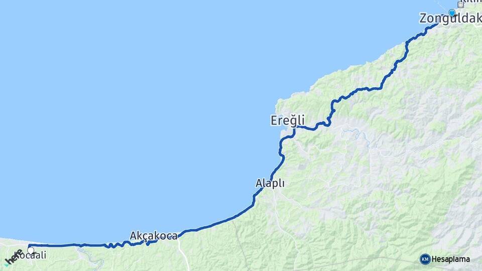 Zonguldak Kocaali Sakarya Arası Kaç Km - Yol Haritası