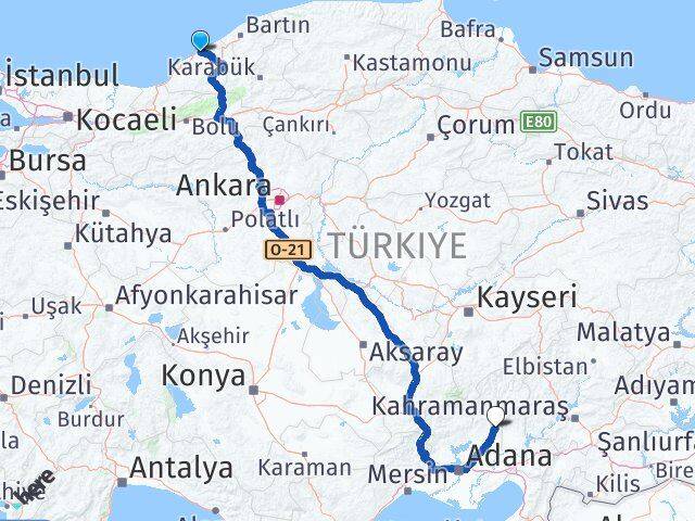 Zonguldak Kozan Adana Arası Kaç Km - Yol Haritası
