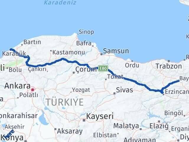 Zonguldak Kozlu Bayburt Arası Kaç Km - Yol Haritası