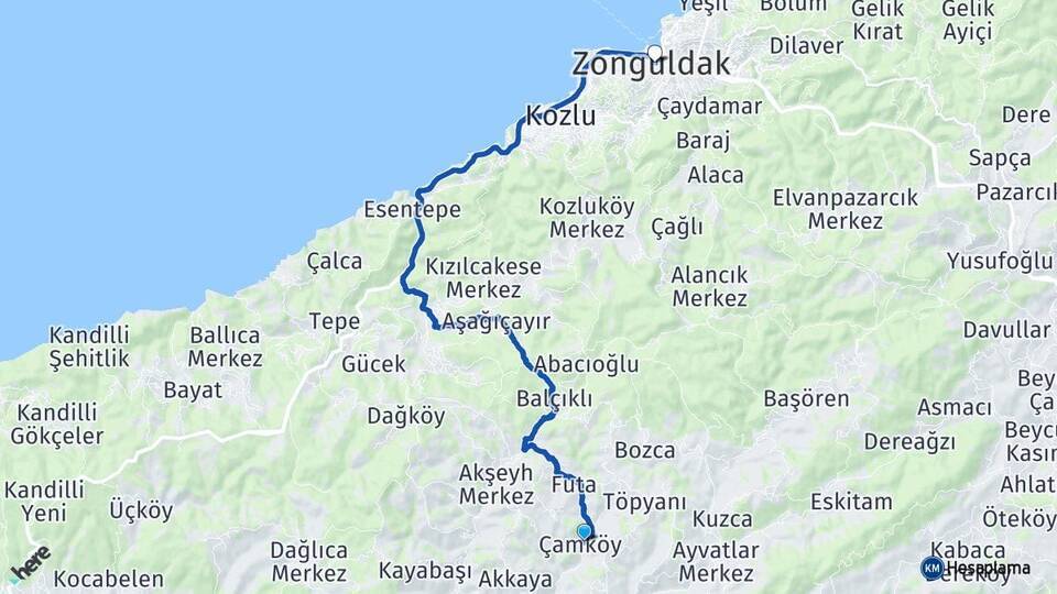 Çamköy Zonguldak Arası Kaç Km - Yol Tarifi