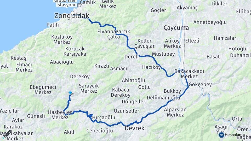Zonguldak Kozlu Esenköy Arası Kaç Km - Yol Haritası