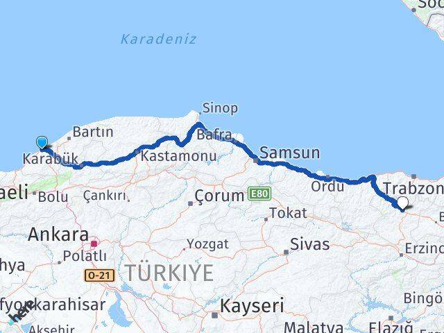 Zonguldak Kozlu Gümüşhane Arası Kaç Km - Yol Haritası