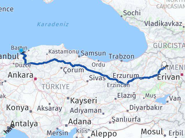 Zonguldak Kozlu Kars Arası Kaç Km - Yol Haritası