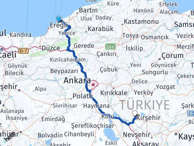 Zonguldak Kozlu Kırşehir Arası Kaç Km - Yol Haritası