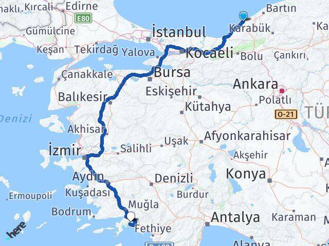 Zonguldak Kozlu Muğla Arası Kaç Km - Yol Haritası