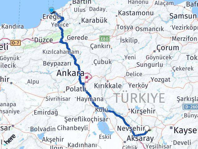 Zonguldak Kozlu Nevşehir Arası Kaç Km - Yol Haritası