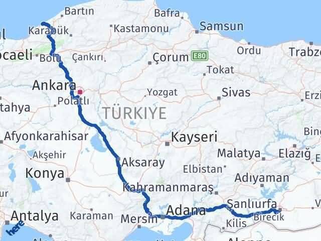 Zonguldak Kozlu Şanlıurfa Arası Kaç Km - Yol Haritası